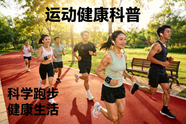 运动健康科普 - 人们在公园跑步锻炼场景